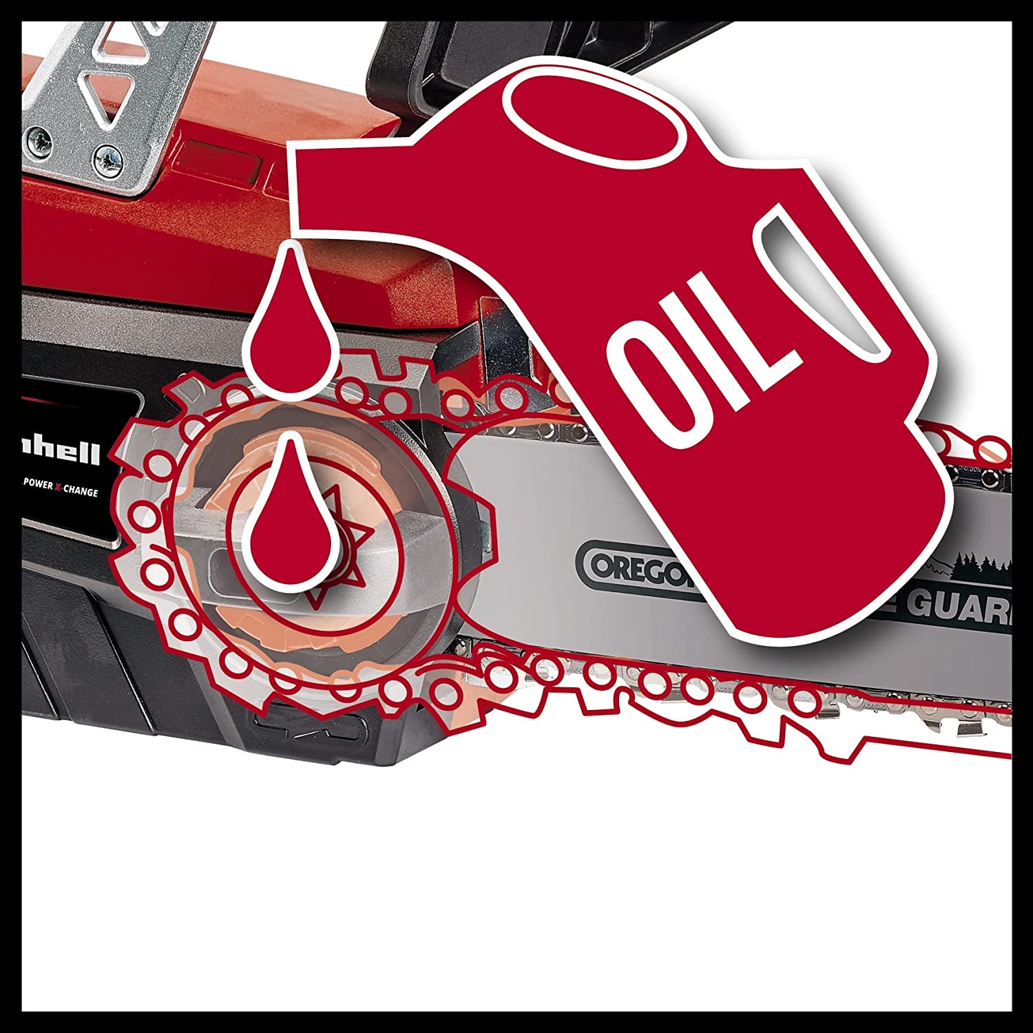 Einhell GE-LC 18/25 en cours de coupe sur une branche