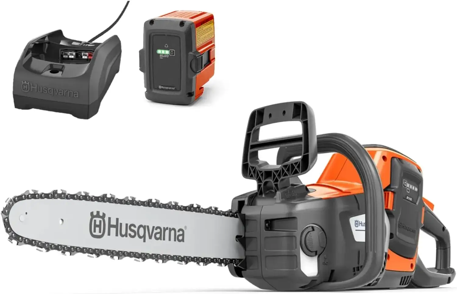 Détail de la Husqvarna 240i, molette de tension et logement de batterie