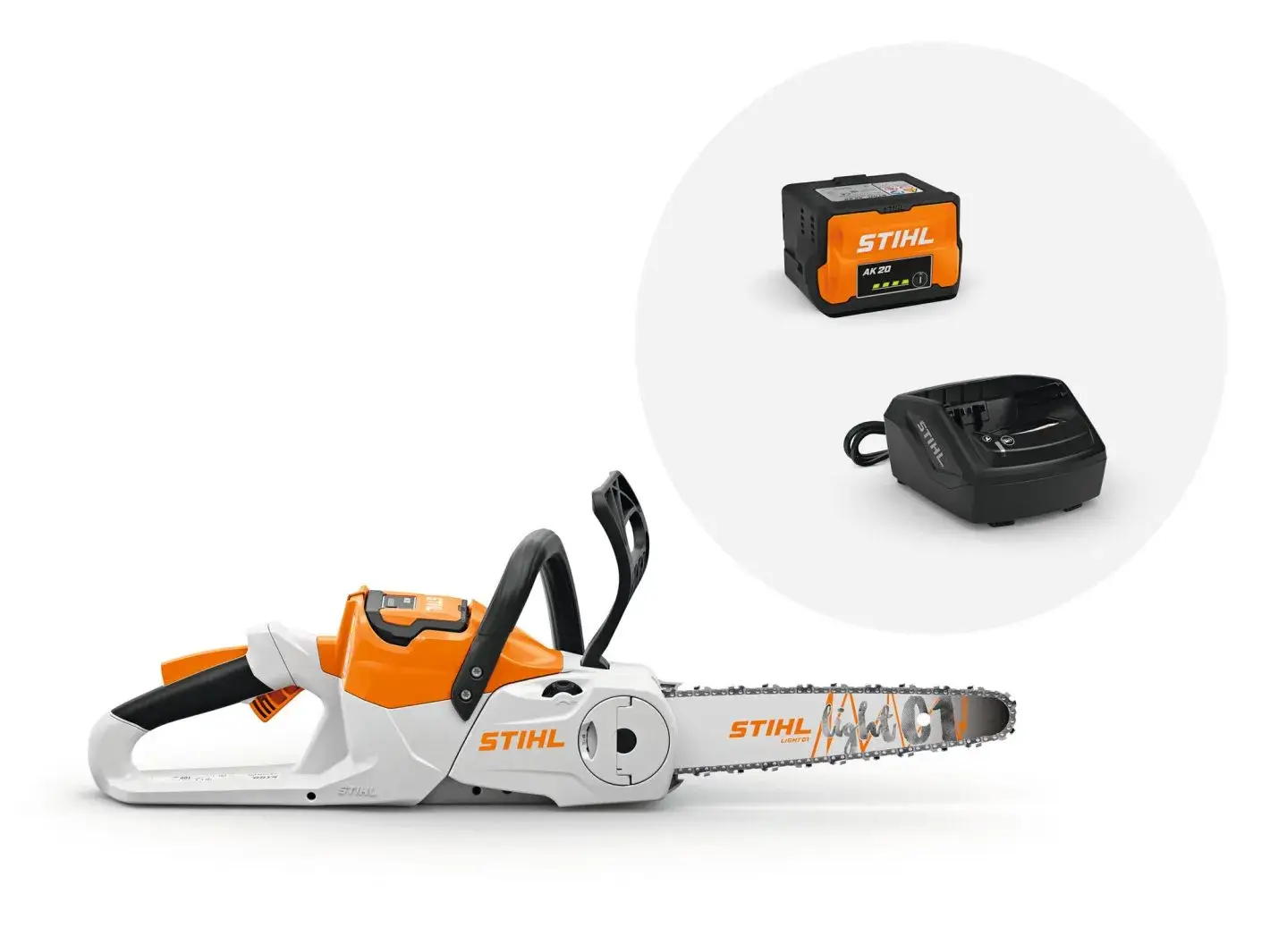 Détail du carter et de la molette de tension de la Stihl MSA 60 C-B