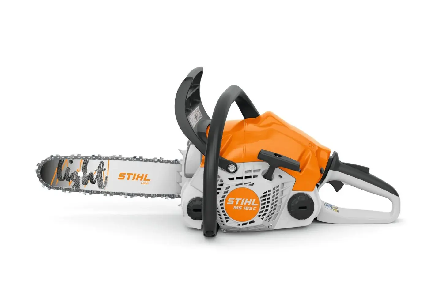 Stihl MS 162 C-BE vue de profil, molette de tension apparente