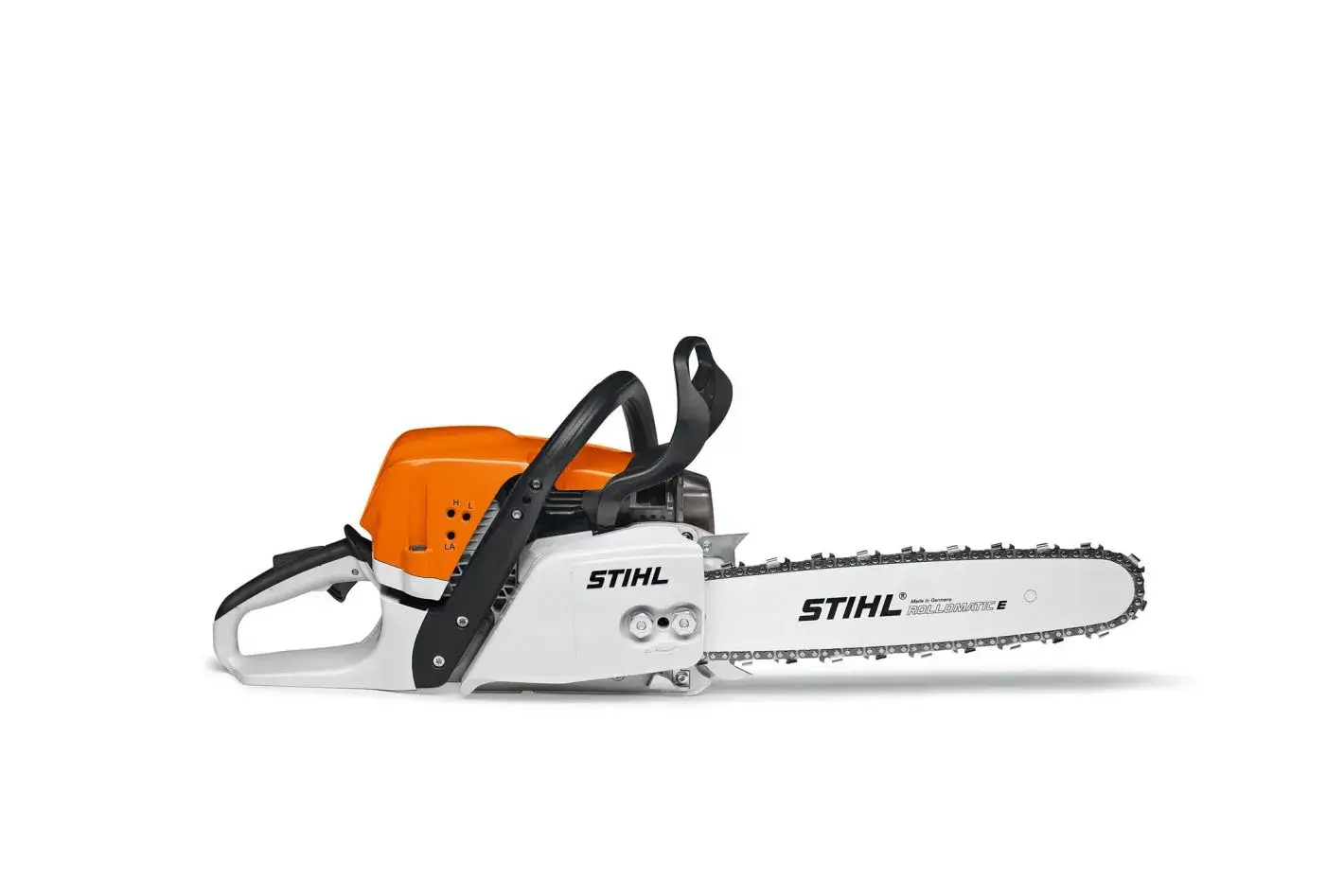 Détail du carter et du tendeur de la Stihl MS 391