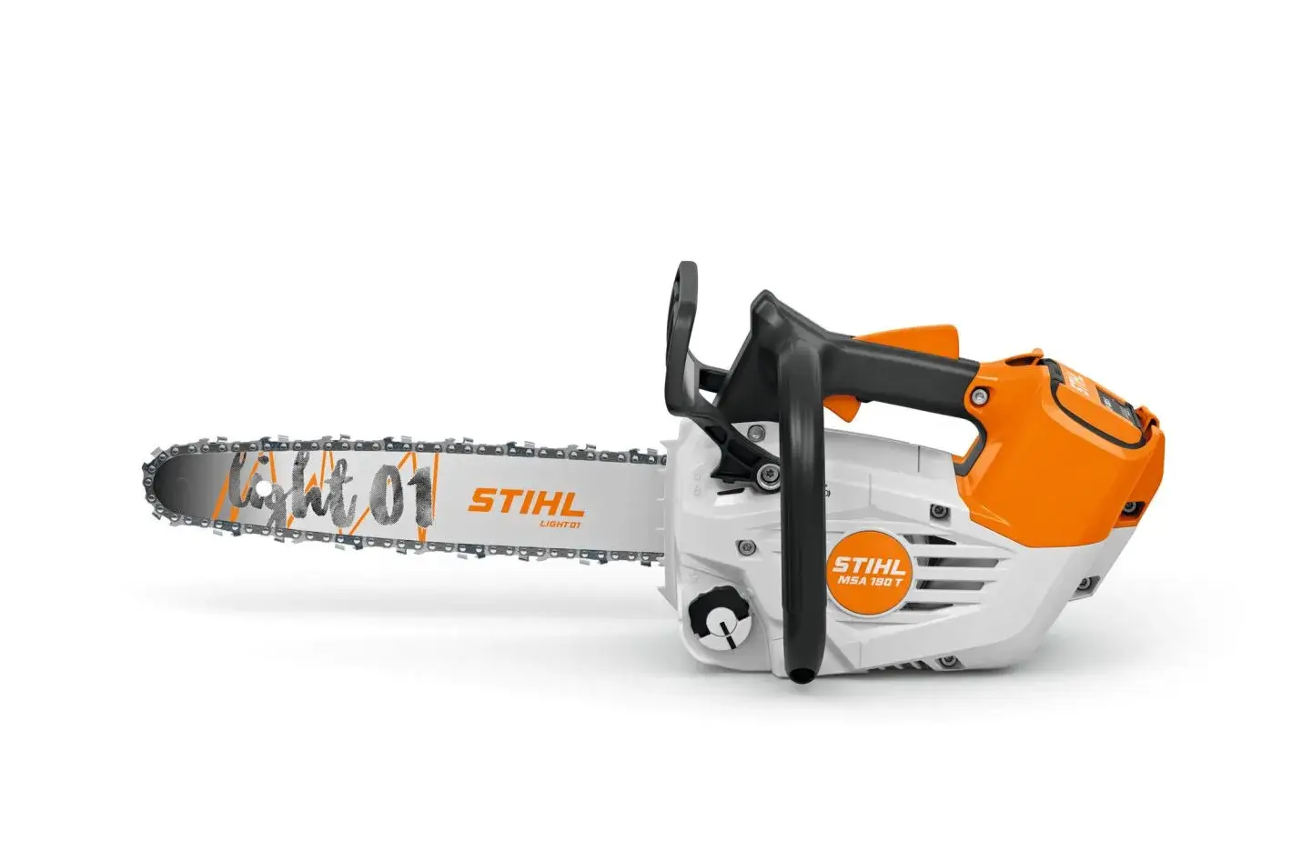 Détail de la Stihl MSA 190 T et de son oeillet d'accrochage